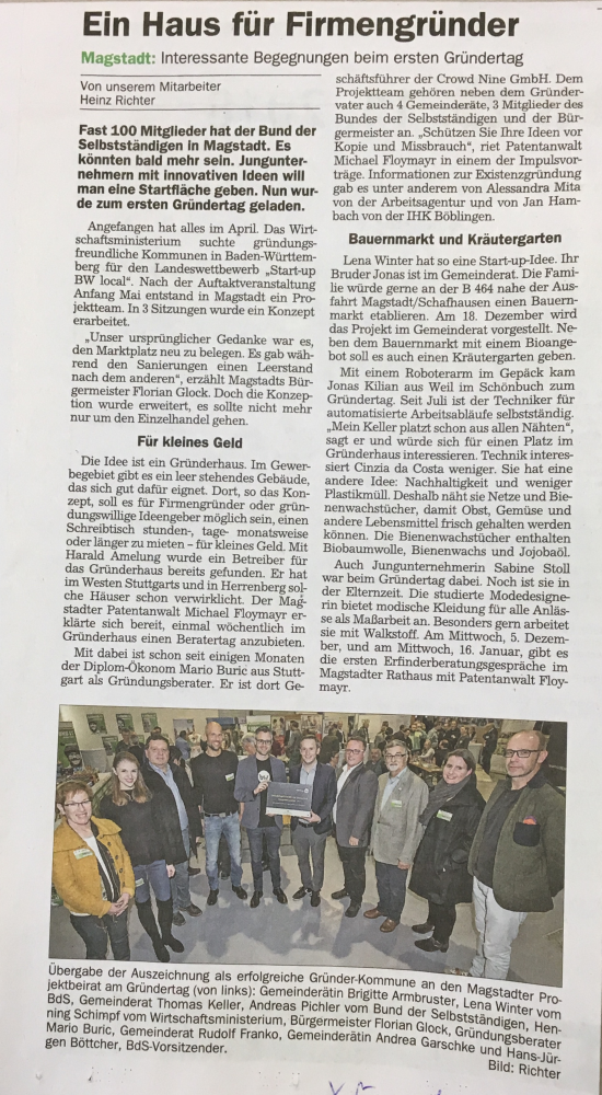 Gründertag Presse Sindelfinger Zeitung